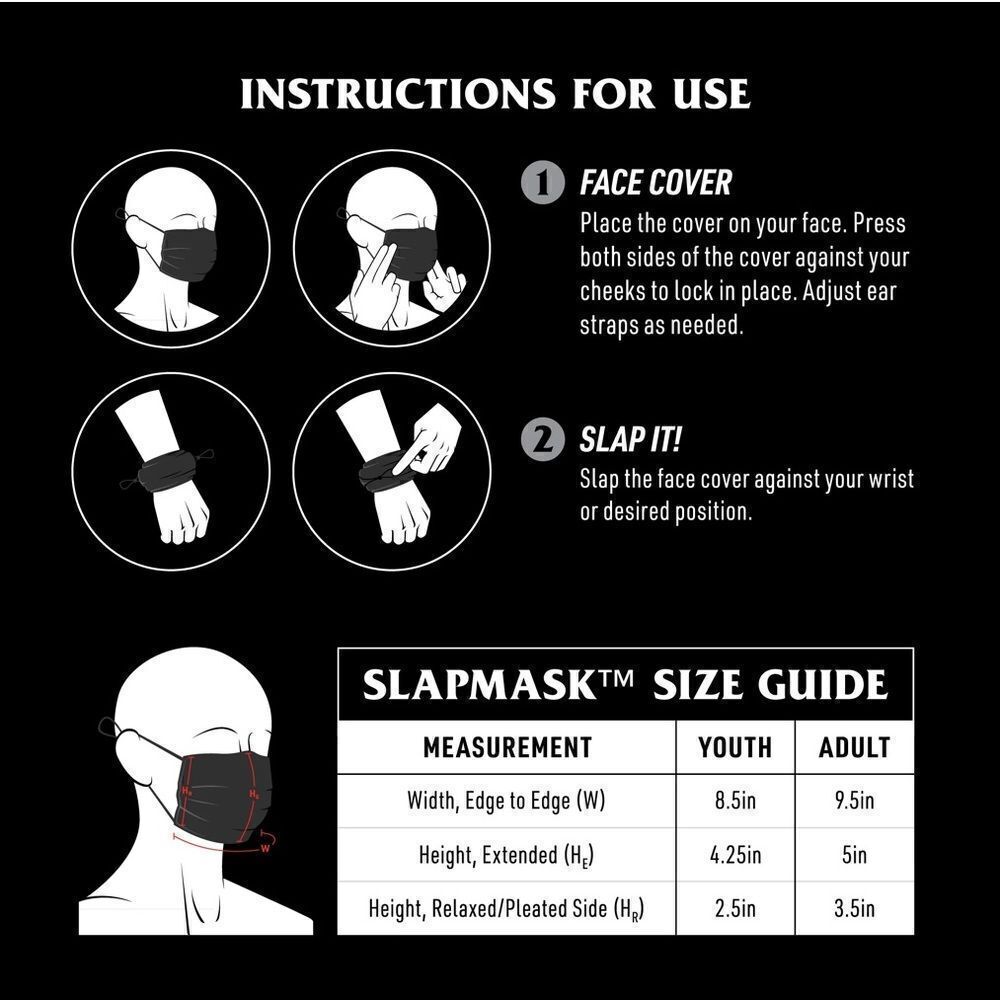 Slap Mask ONE NWT Face Mask in Black Adult Size - Picture 3 of 3